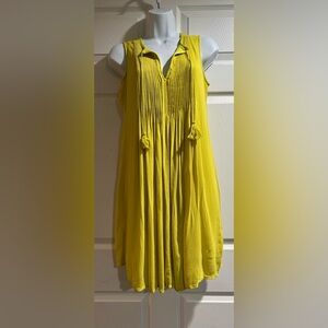 Old Navy Yellow Pleated Sundress with Collar